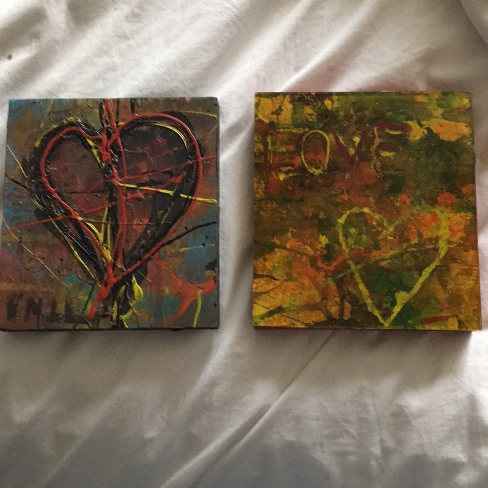 Hand painted wooden blocks